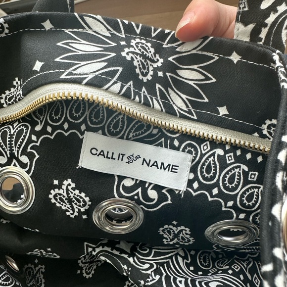 Bandana Eyelet Mini Tote Bag in Black - Picture 6 of 7